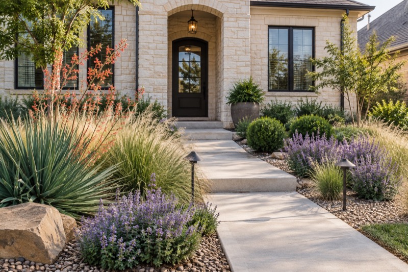 Illustrative a more inviting entryway for a North Texas residential landscape