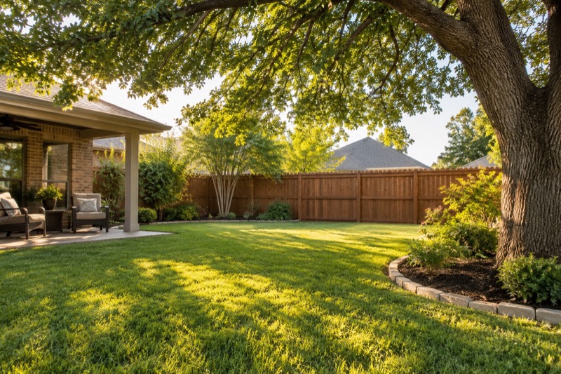 Illustrative backyard upkeep for a North Texas residential landscape