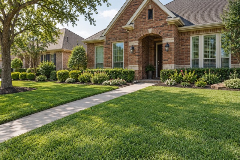 Illustrative a welcoming front yard for a North Texas residential landscape