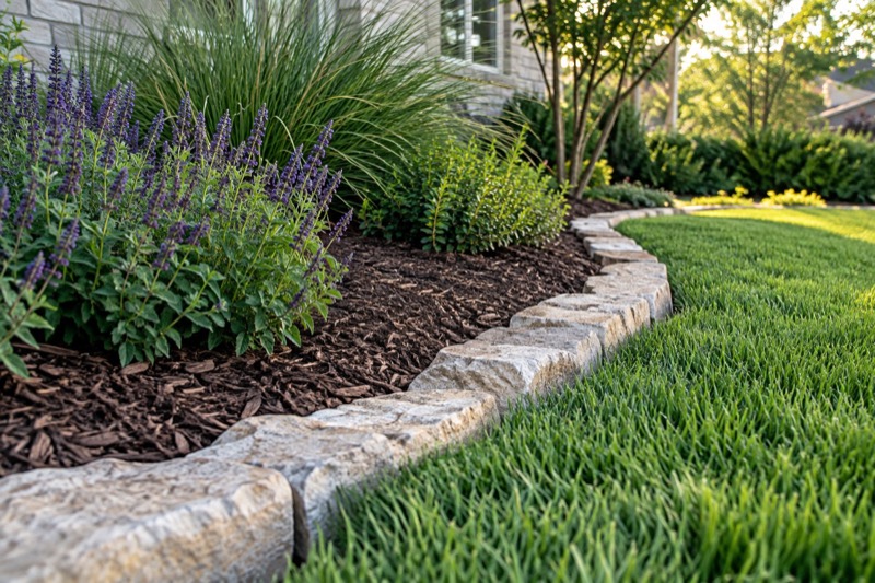 Illustrative beds with clean borders for a North Texas residential landscape