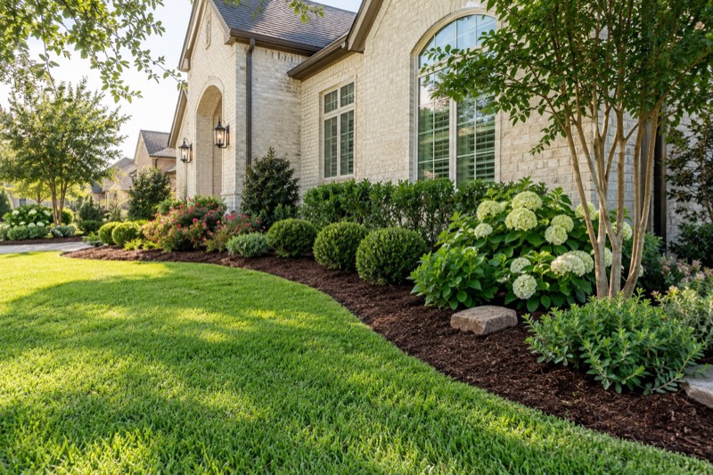 Illustrative a refreshed planting bed for a North Texas residential landscape