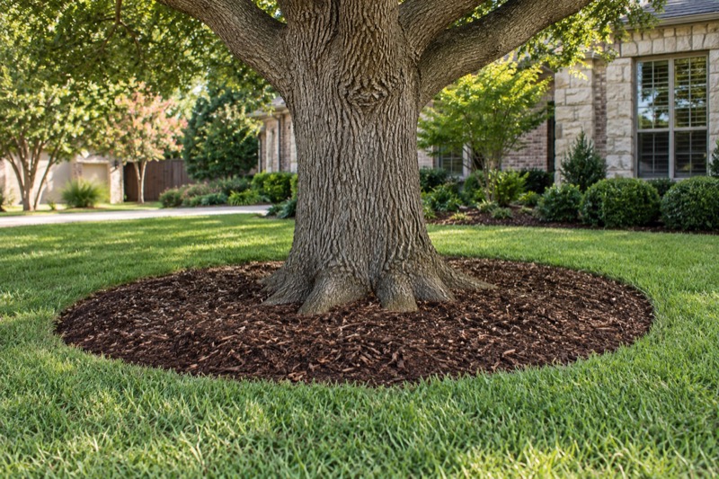 Illustrative care around the roots for a North Texas residential landscape