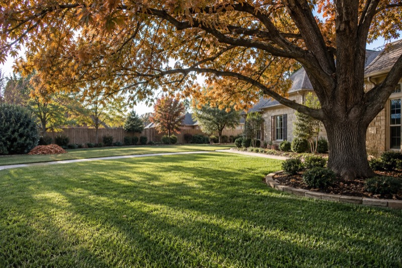 Illustrative a fresh start after leaf season for a North Texas residential landscape